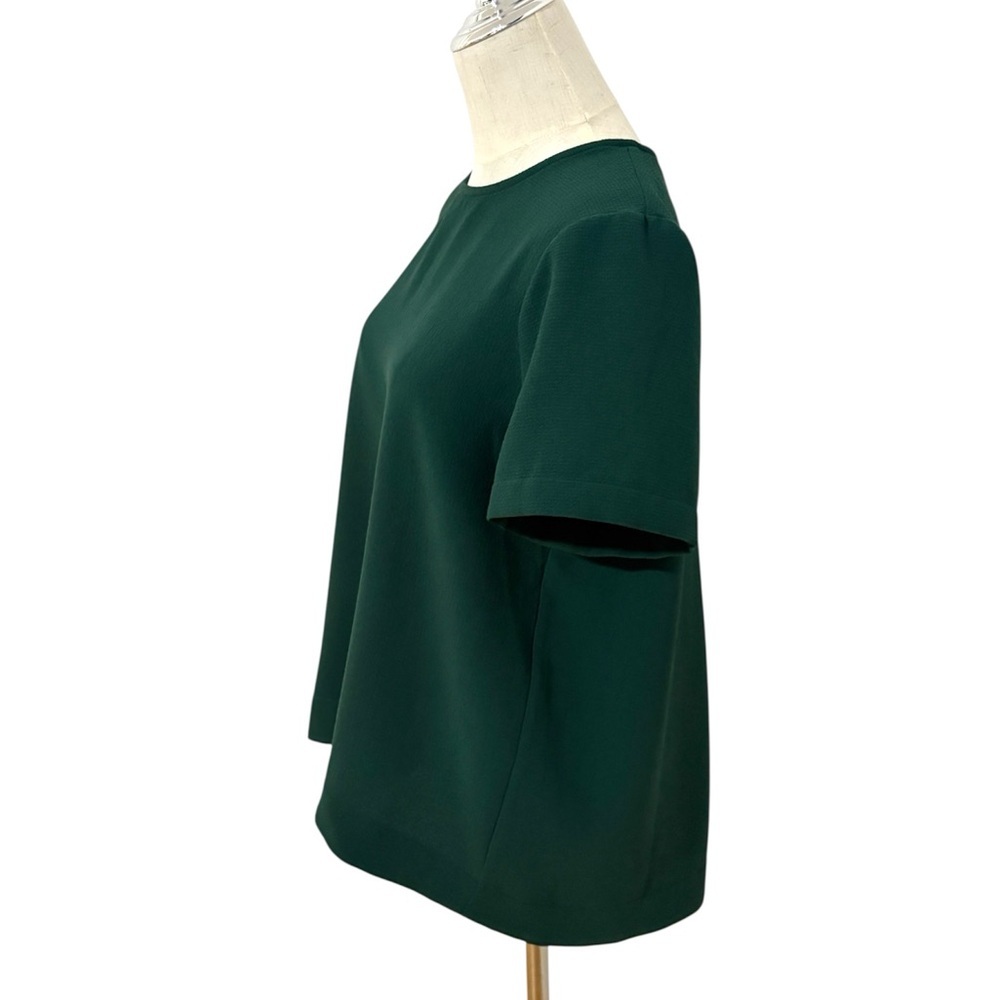 Madewell Green Tailored High-Low Hem Textured Short Sleeve‎ Shirt Size Large - Picture 6 of 10